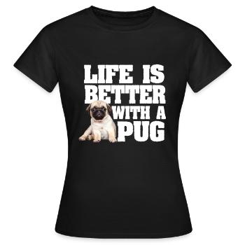 La vie de chien carlin est meilleure avec un carlin - T-shirt Femme - noir - Devant - AI Model Female 172 dark (172cm)