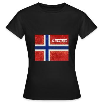 noorwegen - Noorwegen - landvlag - Shirt - Vrouwen T-shirt - zwart - Voor - AI Model Female 172 dark (172cm)