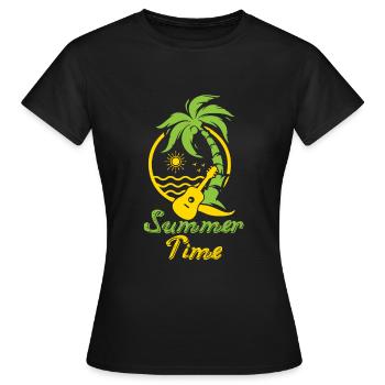 Chemise de plage amusante pour les vacances d'été - T-shirt Femme - noir - Devant - AI Model Female 172 dark (172cm)