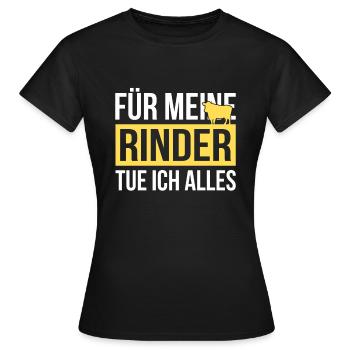 Rinder Rinderstall Rind - Frauen T-Shirt - Schwarz - Vorne - AI Model Female 172 dark (172cm)
