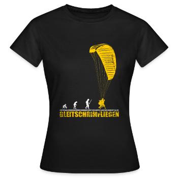 Evolution Gleitschirmfliegen Geschenk - Frauen T-Shirt - Schwarz - Vorne - AI Model Female 172 dark (172cm)