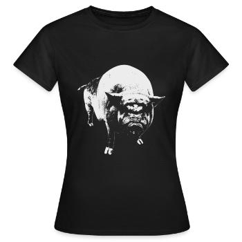 Schwein Hängebauchschwein Keiler - Frauen T-Shirt - Schwarz - Vorne - AI Model Female 172 dark (172cm)