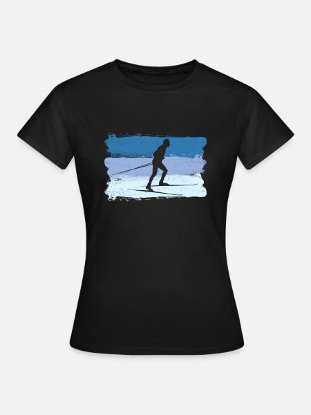 Skilaufen Skisport Langläufer - Frauen T-Shirt - Schwarz