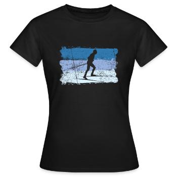 Ski ski de fond - T-shirt Femme - noir - Devant - AI Model Female 172 dark (172cm)