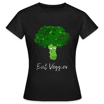 Mangez des légumes brocoli légumes - T-shirt Femme - noir - Devant - AI Model Female 172 dark (172cm)