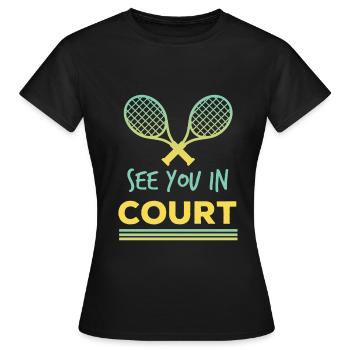 Tennis - on se voit au tribunal - maillot - T-shirt Femme - noir - Devant - AI Model Female 172 dark (172cm)