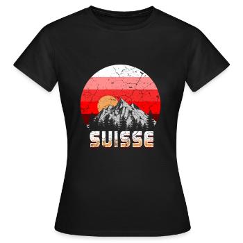 Suisse Suisse - T-shirt Femme - noir - Devant - AI Model Female 172 dark (172cm)