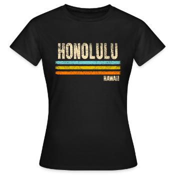 Honolulu Hawaii - Frauen T-Shirt - Schwarz - Vorne - AI Model Female 172 dark (172cm)