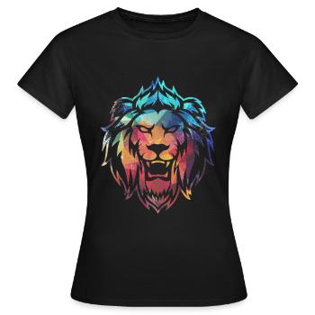 Roaring colorful lion - Women's T-Shirt - black - Front - AI Model Female 172 dark (172cm)