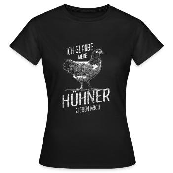 Hühner Flüsterer Hühnerbauer Geflügel - Frauen T-Shirt - Schwarz - Vorne - AI Model Female 172 dark (172cm)