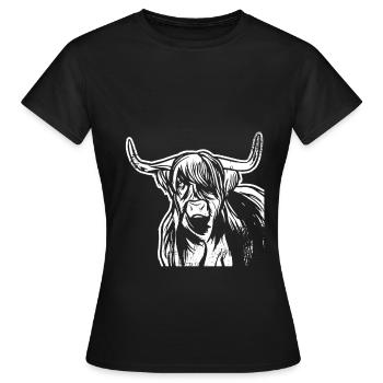 Bovins Highland écossais Bovins Highland - T-shirt Femme - noir - Devant - AI Model Female 172 dark (172cm)