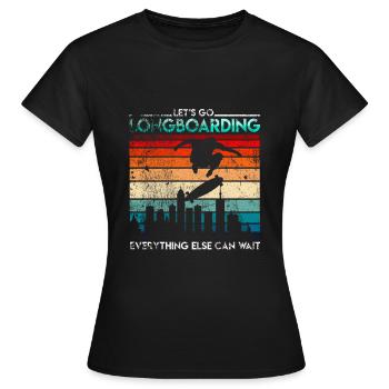Retro Longboarder Longboard - Frauen T-Shirt - Schwarz - Vorne - AI Model Female 172 dark (172cm)