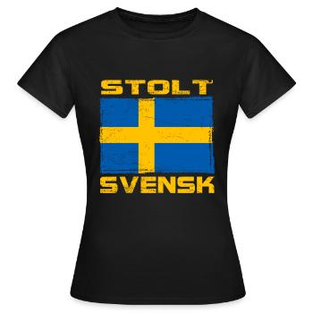 Fier Suédois - T-shirt Femme - noir - Devant - AI Model Female 172 dark (172cm)