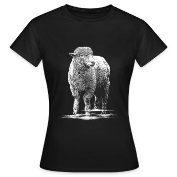 Schaf Illustration Schafbock - Frauen T-Shirt - Schwarz - Vorne - AI Model Female 172 dark (172cm)