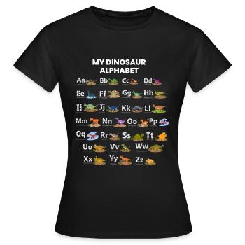 Dinosaur Alphabet - Women's T-Shirt - black - Front - AI Model Female 172 dark (172cm)