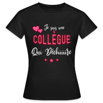 Collègue qui déchire collègue femme qui assure - T-shirt Femme - noir - Devant - AI Model Female 172 dark (172cm)
