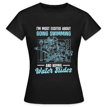 Toboggan aquatique Piscine extérieure Toboggans - T-shirt Femme - noir - Devant - AI Model Female 172 dark (172cm)