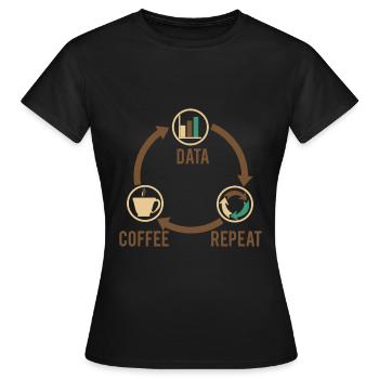 Daten Kaffee - Frauen T-Shirt - Schwarz - Vorne - AI Model Female 172 dark (172cm)