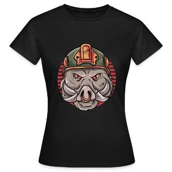 Wildschwein Keiler - Frauen T-Shirt - Schwarz - Vorne - AI Model Female 172 dark (172cm)