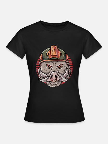Wildschwein Keiler - Frauen T-Shirt - Schwarz