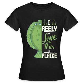 Scholle Fisch - Frauen T-Shirt - Schwarz - Vorne - AI Model Female 172 dark (172cm)
