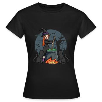 Sorcière avec bouilloire - T-shirt Femme - noir - Devant - AI Model Female 172 dark (172cm)
