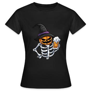 Skeleton Pumpkin Face - Women's T-Shirt - black - Front - AI Model Female 172 dark (172cm)