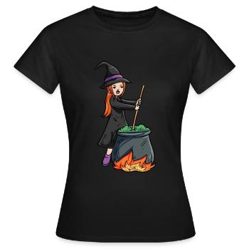 Hexe Kessel - Frauen T-Shirt - Schwarz - Vorne - AI Model Female 172 dark (172cm)