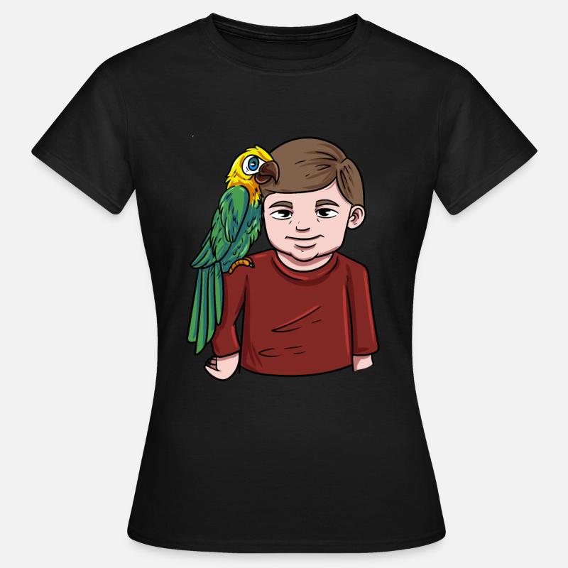 Junge mit Papagei - Frauen T-Shirt - Schwarz