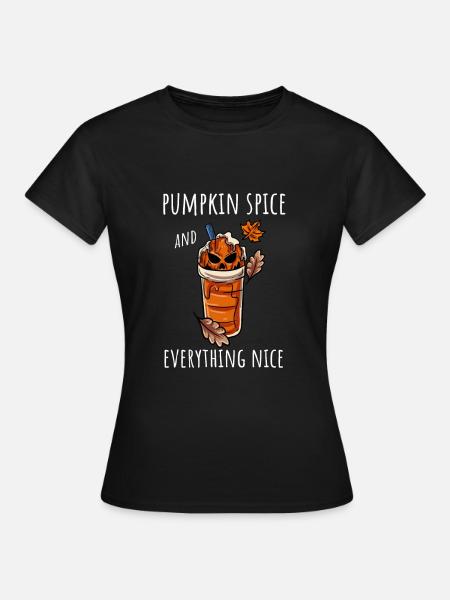 Kaffeetrinker Kürbis Herbst - Frauen T-Shirt - Schwarz