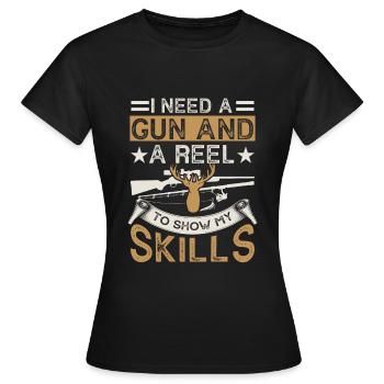 Archery Fish Hunter Fisherman Antlers - Women's T-Shirt - black - Front - AI Model Female 172 dark (172cm)