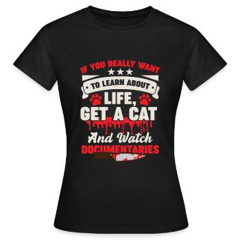Documentaires félins Thriller Propriétaires de chats - T-shirt Femme - noir - Devant - AI Model Female 172 dark (172cm)