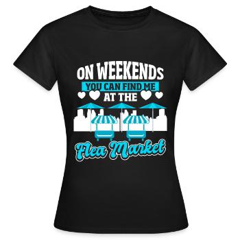 Vendeur junkie d’échange d’objets de collection - T-shirt Femme - noir - Devant - AI Model Female 172 dark (172cm)