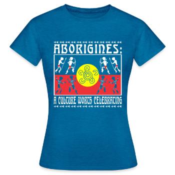 Aborigines: A Culture - Frauen T-Shirt - Antikblaues Saphir meliert - Vorne - AI Model Female 172 dark (172cm)