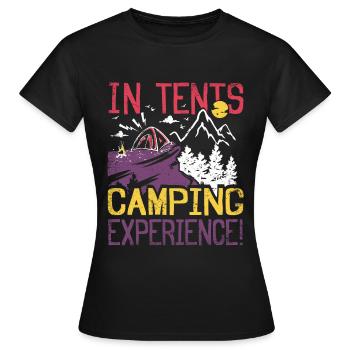 In tents camping experience! - Frauen T-Shirt - Schwarz - Vorne - AI Model Female 172 dark (172cm)