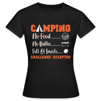 Défi de camping accepté - T-shirt Femme - noir - Devant - AI Model Female 172 dark (172cm)