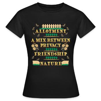 Lotissement : un mélange entre intimité Amitié Nature - T-shirt Femme - noir - Devant - AI Model Female 172 dark (172cm)