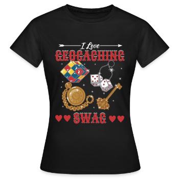 J’adore Geocaching Swag - T-shirt Femme - noir - Devant - AI Model Female 172 dark (172cm)