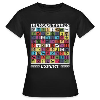 Expert en hiéroglyphes - T-shirt Femme - noir - Devant - AI Model Female 172 dark (172cm)