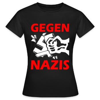 Contre le poing des nazis - T-shirt Femme - noir - Devant - AI Model Female 172 dark (172cm)