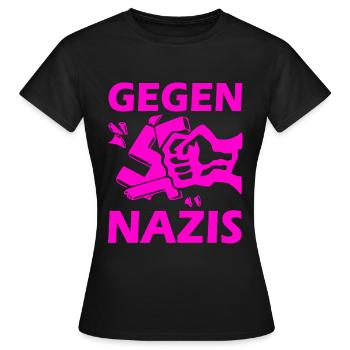 Contre le poing des nazis - T-shirt Femme - noir - Devant - AI Model Female 172 dark (172cm)