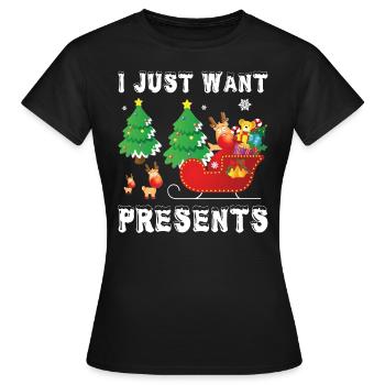 Merry Christmas Christmas Christmas Present - Women's T-Shirt - black - Front - AI Model Female 172 dark (172cm)