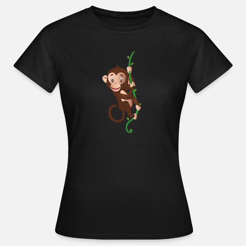 Affentag · Monkey on Liane · Monkey day · Chimpanse - Women's T-Shirt - black