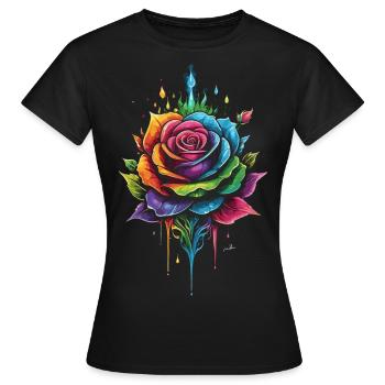Mehrfarbig Rosa - Frauen T-Shirt - Schwarz - Vorne - AI Model Female 172 dark (172cm)