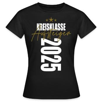 Aufsteiger Kreisklasse 2025 Aufstiegstrikot - Frauen T-Shirt - Schwarz - Vorne - AI Model Female 172 dark (172cm)
