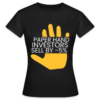 Paper hands sell by -5% - Women's T-Shirt - black - Front - AI Model Female 172 dark (172cm)