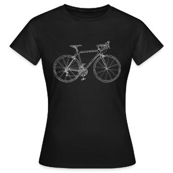 Dessin d’esquisse de vélo de route - T-shirt Femme - noir - Devant - AI Model Female 172 dark (172cm)