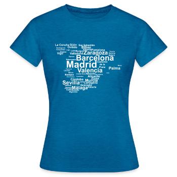Spain outline silhouette cities vacation Madrid - Women's T-Shirt - antique blue sapphire heather - Front - AI Model Female 172 dark (172cm)
