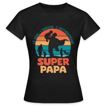 papa cadeau superpapa fête des pères - T-shirt Femme - noir - Devant - AI Model Female 172 dark (172cm)