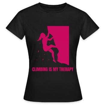 L’escalade est ma thérapie Bloc - T-shirt Femme - noir - Devant - AI Model Female 172 dark (172cm)